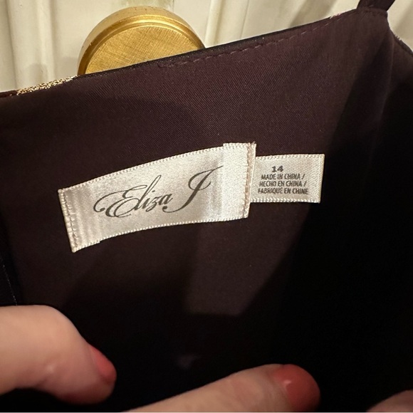 Eliza J Women’s Brown Floral Metallic Jacquard Fit Flare Cocktail Midi Dress 14 - Picture 3 of 10